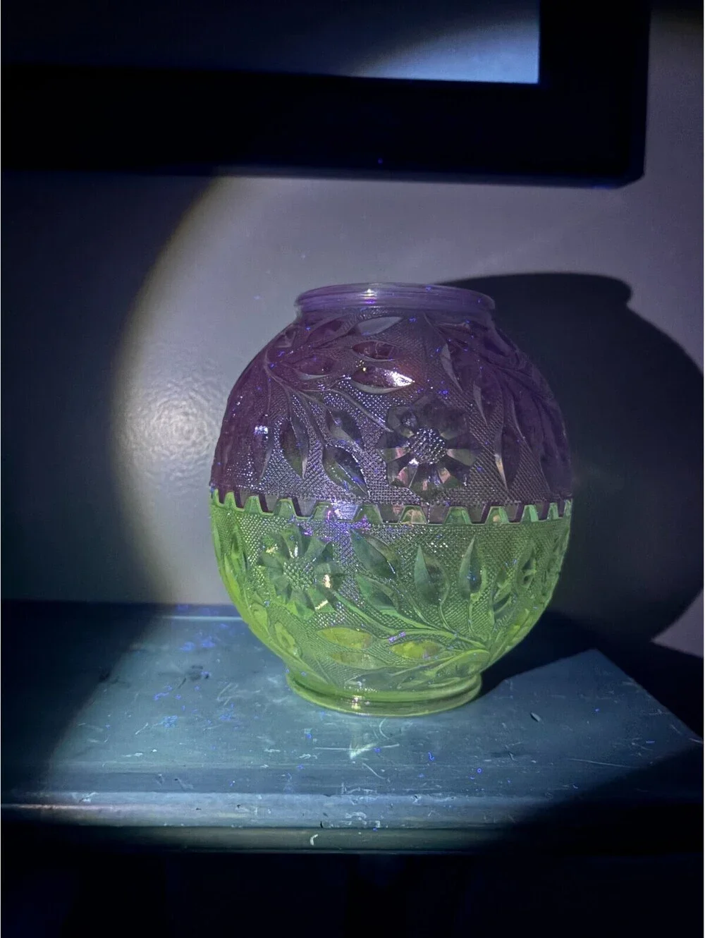Mismatch Westmoreland Fairy Lamp Purple Carnival Top, Clear Carnival Bottom READ